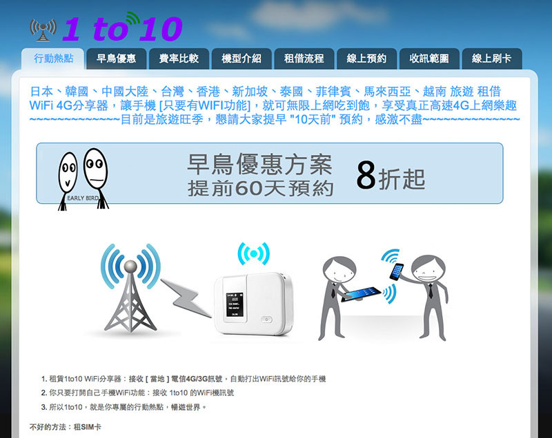 【旅行工具】出國旅遊必備wifi網路分享器/隨時享受行動上網/直接機場取還機.1 to 10 WiFi分享器 【旅行工具】出國旅遊必備wifi網路分享器/隨時享受行動上網/直接機場取還機.1 to 10 WiFi分享器
