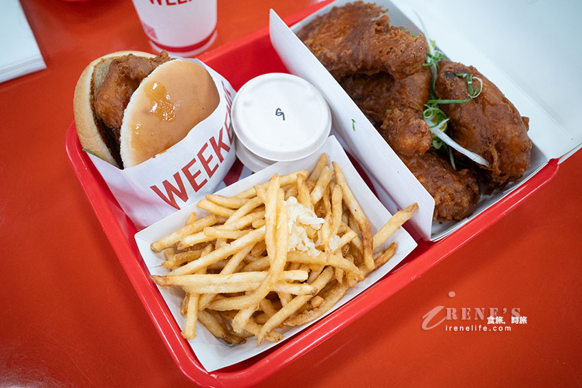 台北大巨蛋美食｜美式氛圍融入台式風味，炸雞皮薄肉多汁，薯條細長又酥脆，最愛沾松露醬