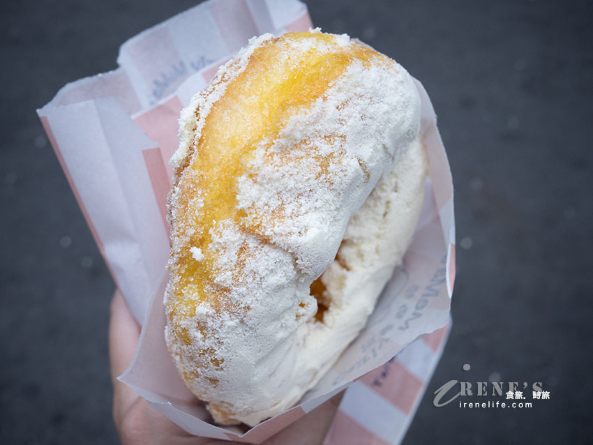 台北車站美食推薦｜捲髮奶奶鮮奶脆皮甜甜圈：超厚奶粉、外酥內軟的北車散步銅板小吃