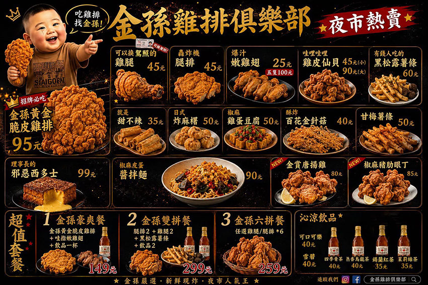 金孫雞排俱樂部菜單